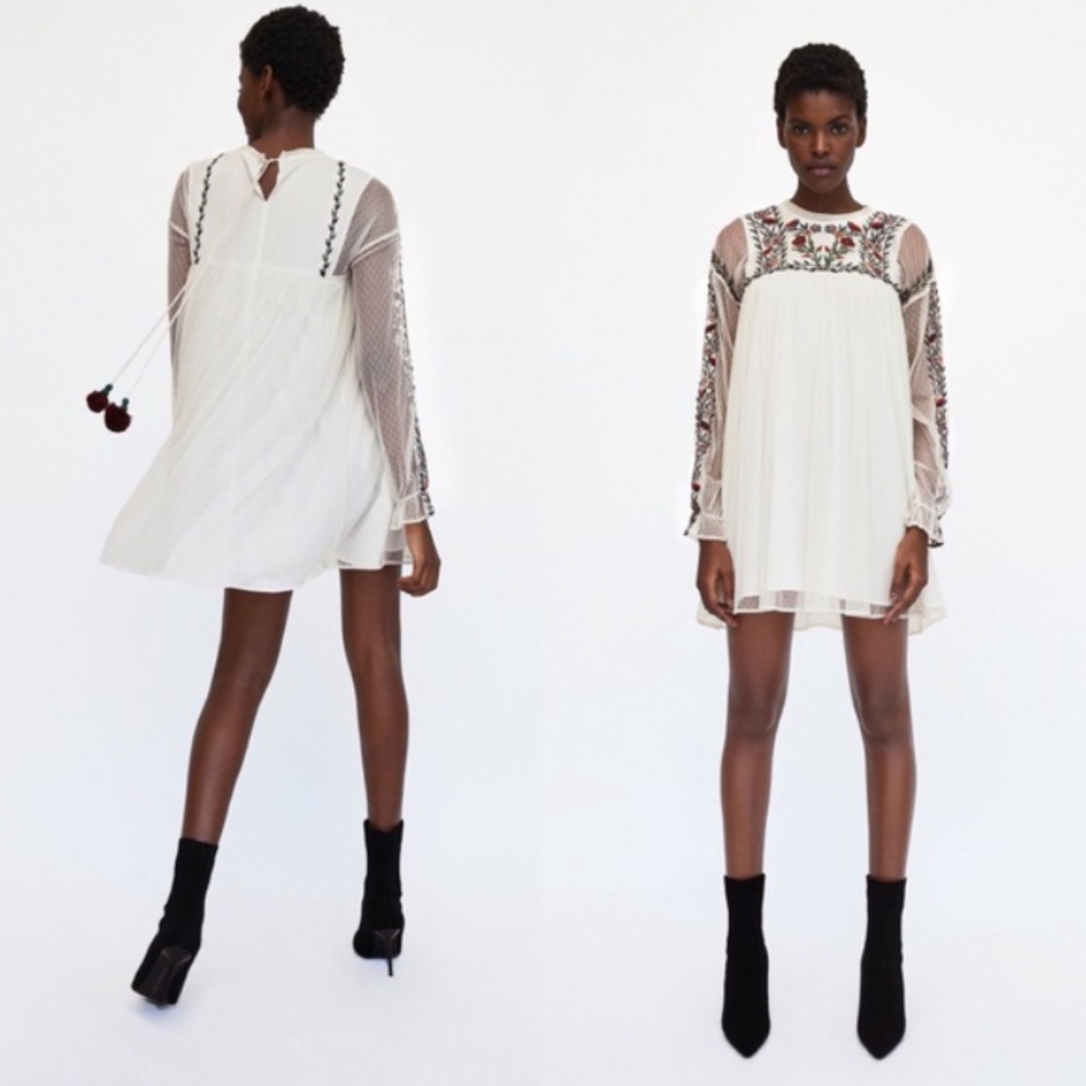 NWT Zara Embroided Dress